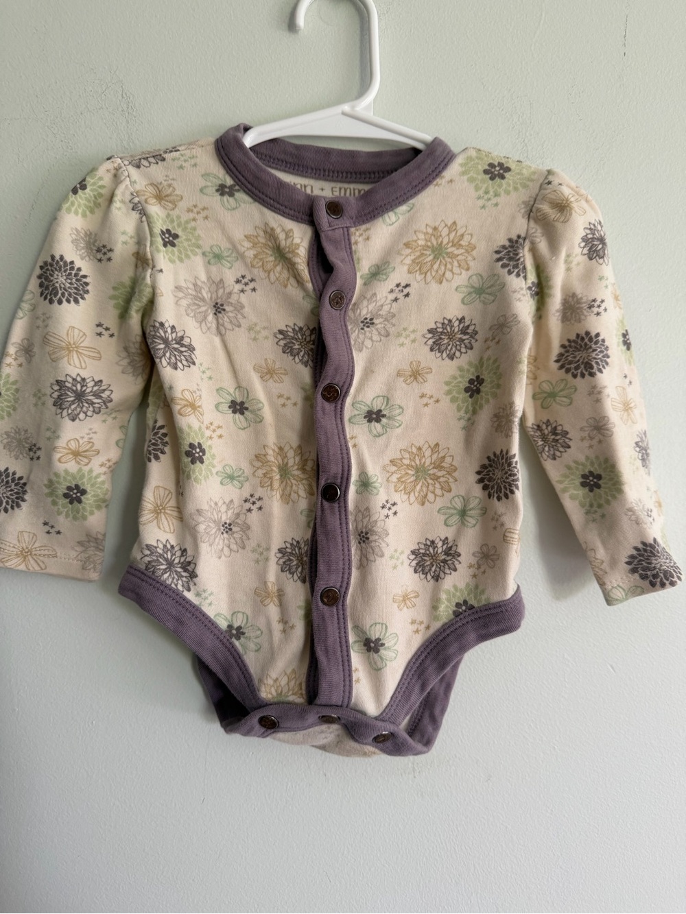Finn + Emma Organic Cotton Long -Sleeve Floral One-Piece Bodysuit
